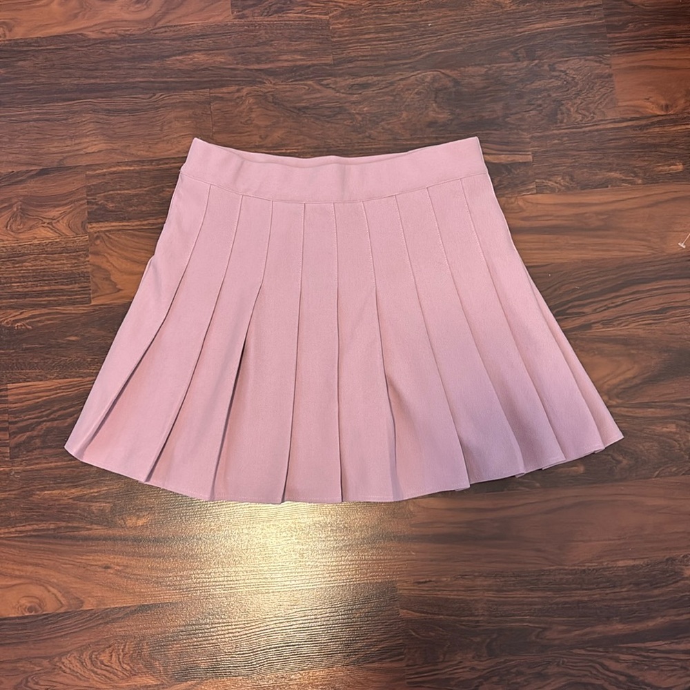 Cute Light Pink High Waisted Pleated Skirt